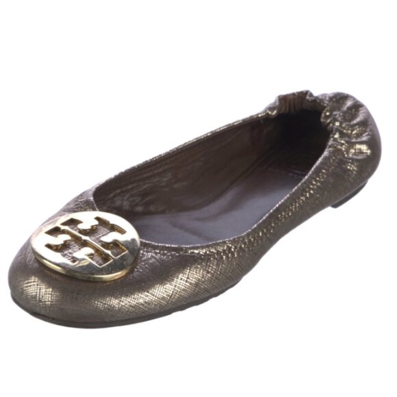 Tory Burch Flats Miller Ballet Metallic Thatch Reva SZ 10.5 - Picture 1 of 6
